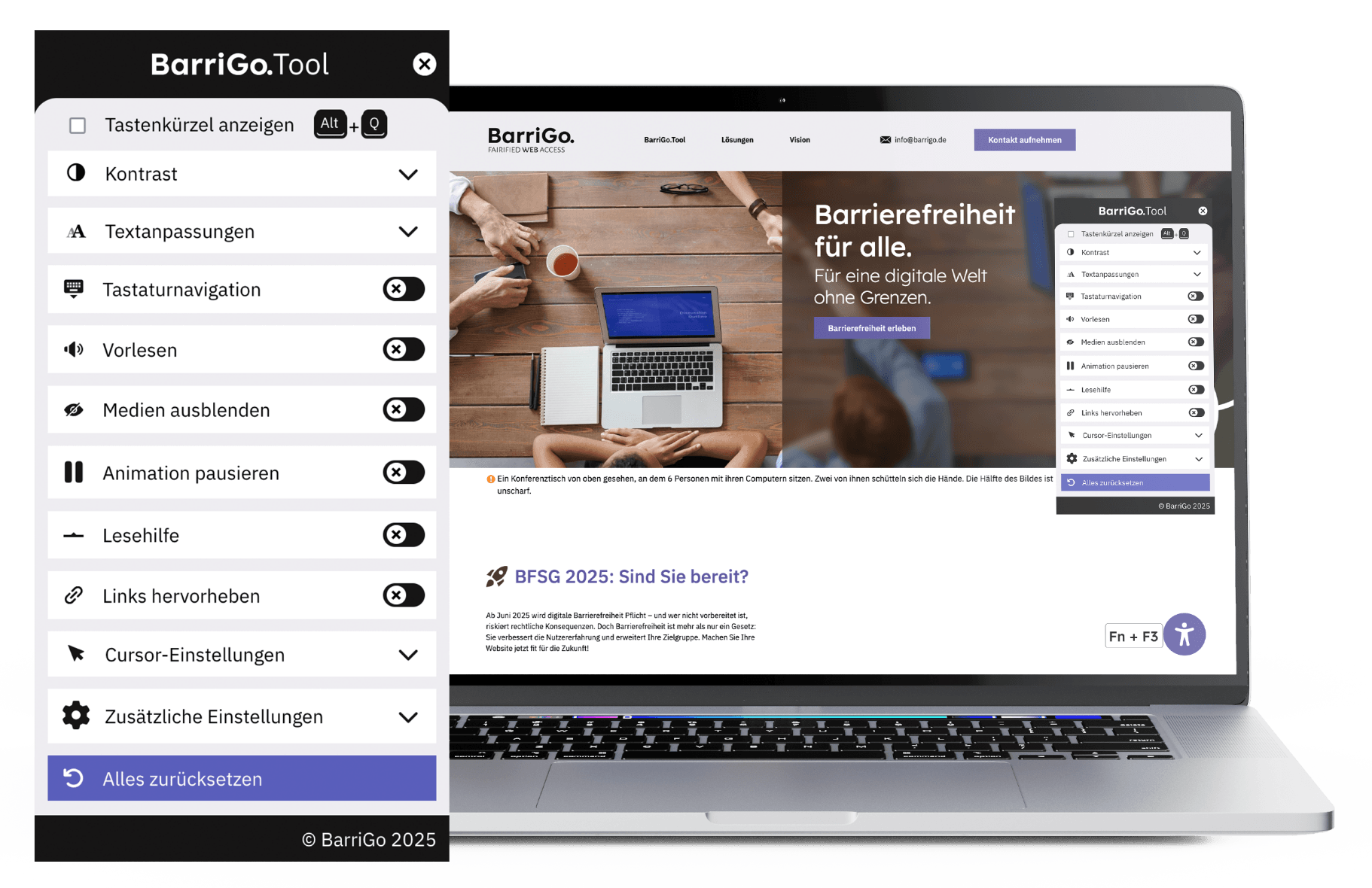 Weiterer Screenshot des BarriGo-Tools im Einsatz